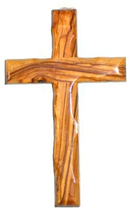 HolyRoses Christliches Wandkreuz aus Olivenholz, handgefertigt in Bethlehem (30,5 cm)