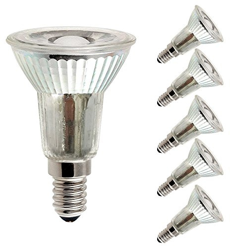 NCC-Licht 5 x LED Leuchtmittel Glas Reflektor PAR16 5W = 40W E14 350lm JDR warmweiß 2700K Retrofit flood 38° (5 Stück)