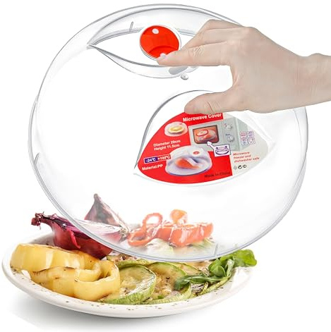 Grand couvercle pour passage au micro-ondes - Prise en main facile - Couvercle anti-éclaboussures avec grille d'aération - Sans BPA - 29 cm - Passe au lave-vaisselle