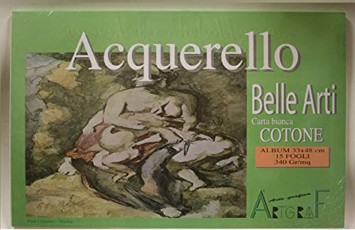 Album fogli singoli Carta MistoCotone da 340 gr/m per Acquerello cm 33x48 15 fg