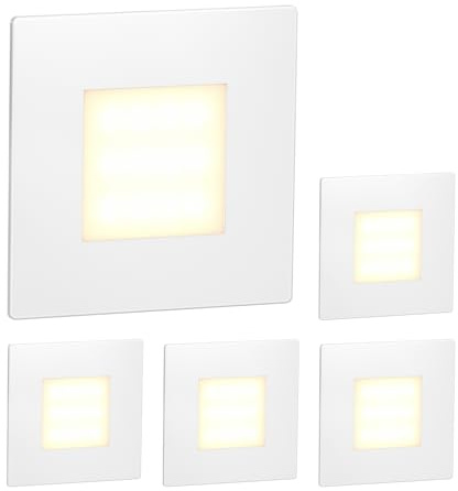ledscom.de 5 Stück LED Treppenlicht/Wandeinbauleuchte FEX für innen und außen, eckig, 85 x 85mm, warmweiß