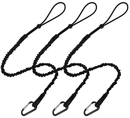 CYSKY Longe pour outil 3pcs Laisse pour outil de sécurité rétractable avec mousqueton à verrou en aluminium et extrémité de boucle réglable, limite de poids maximale 16 kg/35 lb