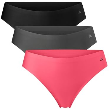 DANISH ENDURANCE 3-Pack Seamless Stringtrosor, Träning & Sport, Återvunnet material, för Dam, Flerfärgad (1x Grå, 1x Rosa, 1x Svart), M