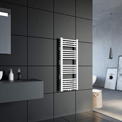 SONNI Badheizkörper 1000x400mm Handtuchtrockner Weiß 627 Watt Design Hantuchwärmer Bad Mittelanschluss Heizung