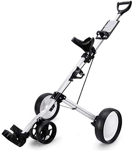 Golf Trolley Pull Golf Carts 4 Rad Golf Cart Push-Pull, Faltbarer Golf Pull Trolley mit Getränkehalter, Compact Pull Caddy Cart, Leicht zu öffnen