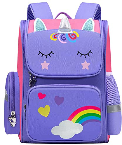 Tusundong unicorn backpack for girls, kids school bag, cute unicorn backpack, pink bag for girls, kids backpack for elementary school, kids backpack for kids, Kong, Taille unique, Single