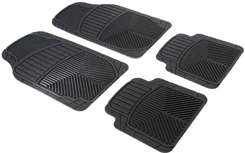 Walser Universal Auto-Gummimatten-Set Priscus, Automatten 4-teilig zuschneidbar, Universal Antirutschmatten-Auto, PKW-Fußraummatten schwarz