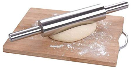 SMSOM Pin de rouleau français professionnel pour la cuisson, acier inoxydable de qualité supérieure, poids léger, conception facile à rouler |Pin de rouleau en métal et broche de rouleaux fondant pour