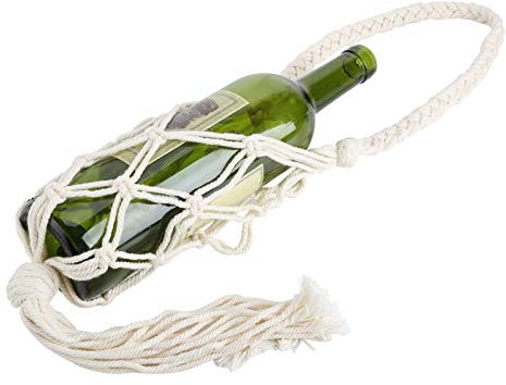 Küche Bierflasche Weinflasche Netztasche, Weinflaschenhalter Flaschen Lagerung Hängetasche Wiederverwendbare Produkte Tasche Einkaufstüten Tragbare Pack(Beige)