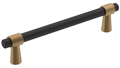 Amerock | Cabinet Pull | Matte Black/Champagne Bronze | 5-1/16 inch (128 mm) Center-to-Center | Mergence | 1 Pack | Drawer Pull | Cabinet Handle | Cabinet Hardware | 5-1/16 inch (128mm) Center-to-Center Mounting Distance and 6-3/16 inches Overall Length, Durable Zinc Cabinet Hardware
