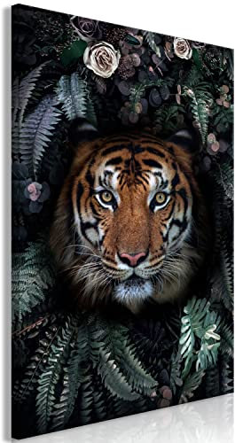 murando - Wandbilder Tiger 40x60 cm Vlies Leinwandbild 1 tlg Kunstdruck modern Wanbilder XXL Wanddekoration Design Wand Bild Abstrakt Tiere Farn Blumen Porträt g-C-10015-b-a