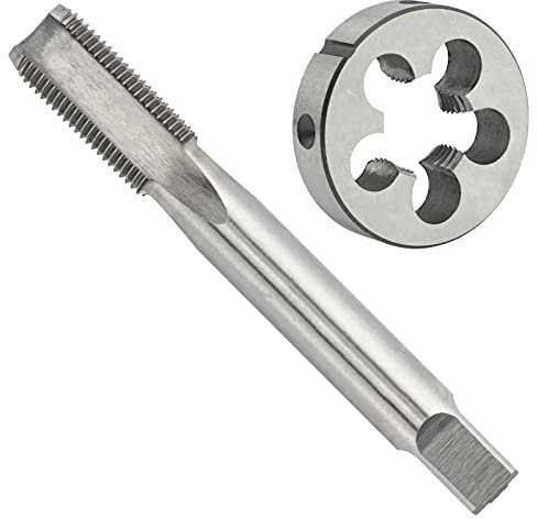 Aceteel M24 x 1,0 metrisches Gewindeschneid-Set, M24 x 1,0 mm, HSS Maschinengewindebohrer und M24 x 1,0 mm, legierter Werkzeugstahl, runde Schneideisen für Rechtshänder