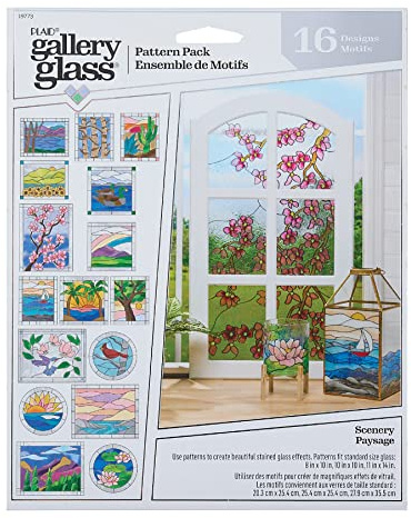 Gallery Glass Galerieglas, 3-teiliges Muster-Set perfekt für Buntglas-Bastelarbeiten, Kunst und Handwerk, 19773, Landschaft