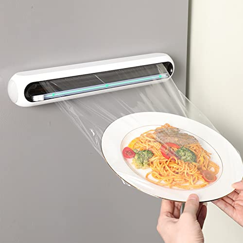 xinxinyu Household Reusable Food Plastic Wrap Dispenser with Cutter, Household Tin Foil Cling Film Box Cutting Artifact With Magnetic Suction Refrigerator Tray Cutting Box