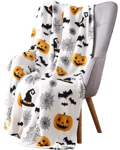 Fleecedecke Halloween-KüRbis-Fledermaus Kuscheldecke Flauschig Weich Wärme Gemütlich Pflegeleicht Flanell-Fleece Deckeldecke 3D TV-Decken Sofaüberwurf Decke Wohndecke Geschenke (200X200 cm)