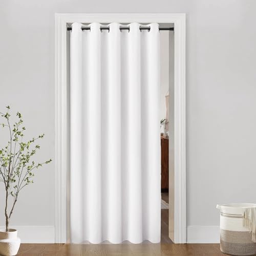 Sliding Door Curtains 60 Wide x 80 Long Patio Door Curtain for Sliding Glass Door or Cabinet Doors 1 Panel White