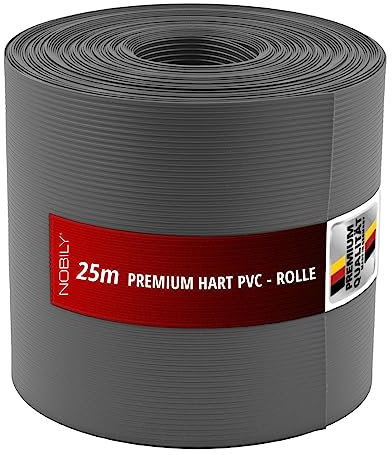 Rolle Zaunsichtschutzstreifen Fenstergrau aus Polypropylen, 1 Rolle ca. 25m Länge x Höhe 190mm, Zaun Sichtschutzstreifen Fachhandelsware für Doppelstabmattenzaun - keine Folie