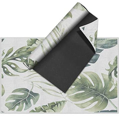 VINILIKO Design | Alfombra Vinílica Lisa Impresa - Hojas Verde 140x200 cm - Interior y Exterior, Antideslizante, Impermeable, Lavable - Varios Tamaños - Alfombra Vinilo Salón, Terraza