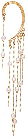 fdsmall Ohr Manschette Lange Quaste Perle Dangle Ohrringe Ohr Manschetten für Frauen Nicht Piercing Perle Wrap Ohr Manschette Gold Ohrringe Schmuck für Frauen und Mädchen