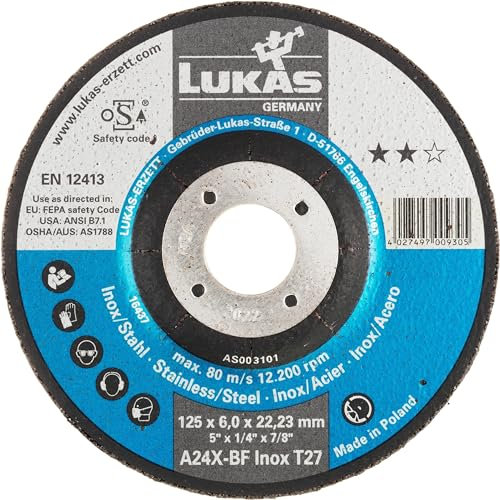 LUKAS-ERZETT 10 x Schruppscheibe T27 für Edelstahl 115x6 mm gekröpft | für Winkelschleifer | A24X-BF- 13,5x14x9cm