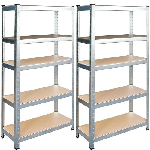 Humberg Regal Lagerregal, 2 Stück, Kellerregal, Werkstattregal, Steckregal, Schwerlastregal, jeweils bis 875kg, 40 x 90 x 180 cm