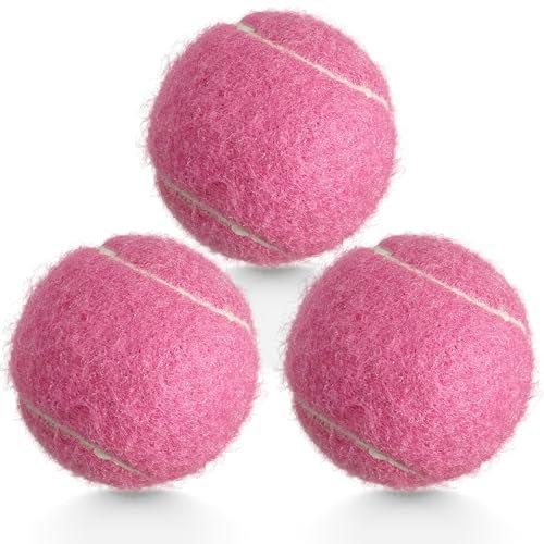 HiBallBall Tennisbälle, 3 Stück, Übungs-Tennisbälle für Anfänger, langlebige Trainings-Tennisbälle für Hunde (Rosa)