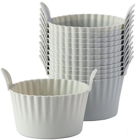 Bakecat Ramekins for Air Fryer, Air Fryer Egg Mould, Large Muffin Cases for Air Fryer (Pack of 12), Grey