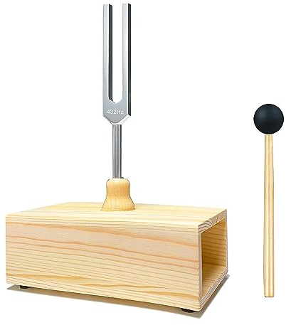 MARKELL 432 Hz Stimmgabel Silber & Holzfarbe + Aluminiumlegierung Stimmgabel Zur Klangheilung, Stimmgabelresonanzunterricht, Hörtests, mit Resonanzkasten.