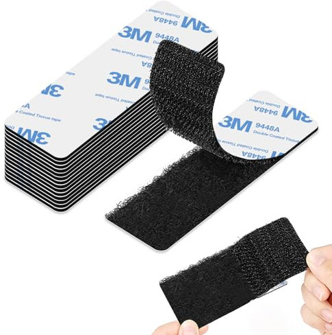 15pcs Self Adhesive Strips, 1x3.9inch Double Sided Heavy Duty Tape for Fabric, Hook and Loop Tape for Mounting, Hanging or Organizing Items (Black)