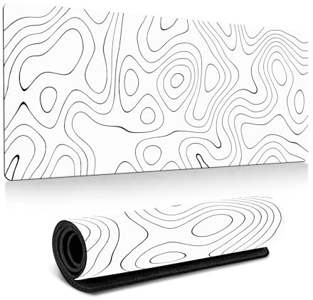 MHYMX Mauspad Weiß Mousepad XXL Gaming Mauspad rutschfeste Schreibtischunterlage Groß Maus Pad 800 X 300 X 3 mm FPS Mouse Mat Waschbare Schreibtisch Matte für Gaming Büro und Zuhause