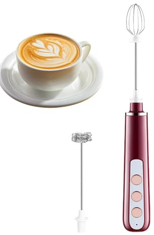Maciun Máquina de espuma de leche, recargable por USB con 2 batidores, mezclador de bebidas espumador de leche para café, matcha, latte, capuchino, chocolate caliente