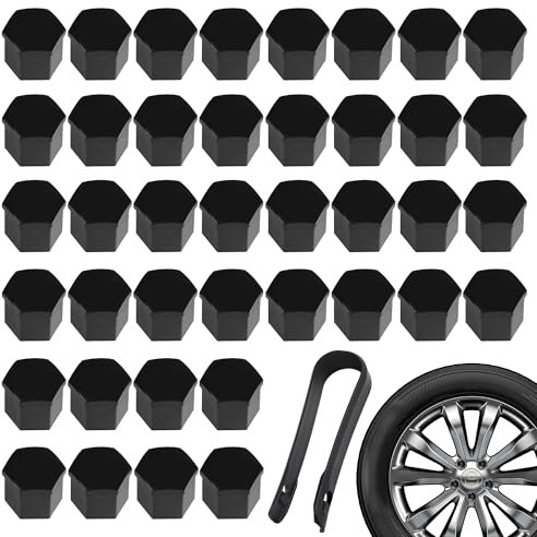 YiliYa 40 Pezzi Copridadi Ruota 19mm,Copridadi Bullone Ruota Copridadi Esagonali per Pneumatici con Strumenti di Rimozione per Auto(Nero)