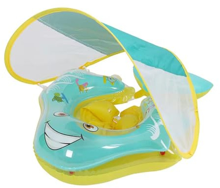 Rismise Baby Schwimmring mit abnehmbarem sonnendach Baby Schwimmreifen Schwimmhilfe Baby verstellbare Schultergurte Schwimmtrainer Baby aufblasbarer Baby Swimming Float für Baby ab 3-36 Monate
