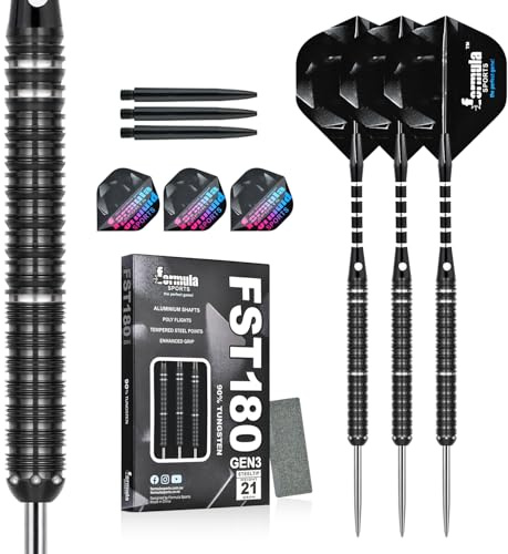 Formula Sports Dartpfeile mit Metallspitze 90% Tungsten Steel-Dartpfeile 3 Stück Profi Steeldarts in 21, 22, 23, 24 Gramm