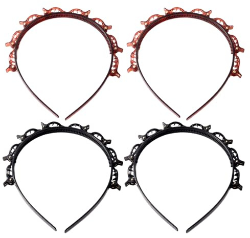 Landrain 4 Stück Haarreif mit Klammern, Doppelschicht-Hairpin, Geflochtene Haarreifen mit Clips