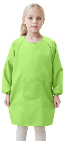 Generisch Malerkittel Kinder, Malkittel Kinder 2-12 Jahre, Malschürze, Bastelschürze mit Ärmeln und Taschen, Schürze Schule Mädchen für Basteln Malen Backen Kochen
