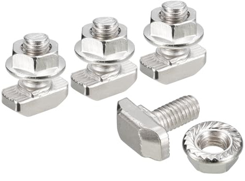 QUARKZMAN M6x12mm T-Nut und M6 Sechskantflanschmuttern-Set, 40 Sets Hammerkopf T-Bolzen T-Form Stift Schiebeschraube für 30er Serie Aluminiumprofil