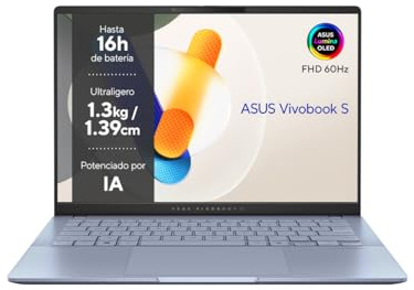 ASUS Vivobook S 14 OLED Notebook S5406SA-PP223W, 35,6 cm (14 pollici) WQXGA+ 120 Hz (Intel Core Ultra 7 256 V, 16 GB RAM, 1 TB SSD, Windows 11 Home, Copilot + PC) nebbia blu, tastiera spagnola QWERTY