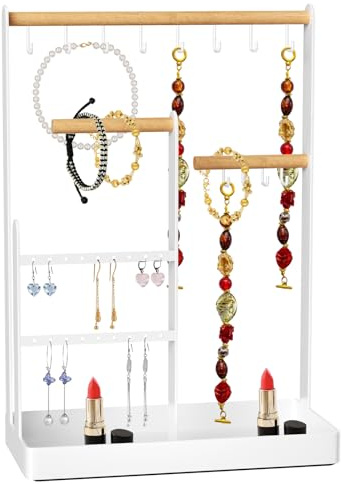 Legpador Schmuckaufbewahrung, Schmuckständer, Schmuck Organizer, Schmuckbaum, Schmuckhalter, Kettenständer Schmuck, Schmuckständer Schmuckhalter für Halsketten, Armbänder, Uhren und Ohrringe(Weiß)