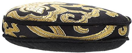 TOYANDONA Almohadilla para Cuenco Tibetano 10 Cm Negra y Dorada, Cojín de Tela para Cuencos Sonoros, Accesorio Ligero y Práctico para Meditación y Decoración de Templos