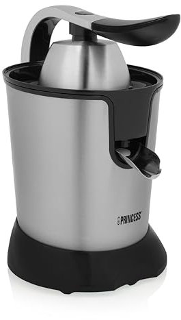 Princess Exprimidor de Cítricos de Acero Inoxidable, 1000W, 2 Conos, Filtro de Pulpa Ajustable, Boquilla Anti-Goteo, Piezas Apto Lavavajillas, Base Antideslizante, Diseño Compacto, 201873