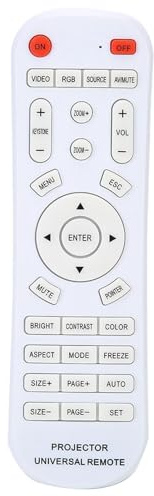 Risegun Projector Fernbedienung, Universal Beamer Fernbedienung Smart Controller Ersatz Projektorfernbedienung für Satellitenempfänger, Weiß