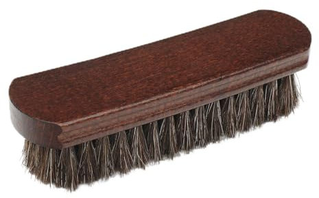 LYSSRA 100% Horsehair Brush Professional Premium Horsehair Shoe Brush Dauber Applicators for Leather Shoes Boots Coats Purses Soft Horsehair with Curved Wood Handle for Grip Leather Shine Polish