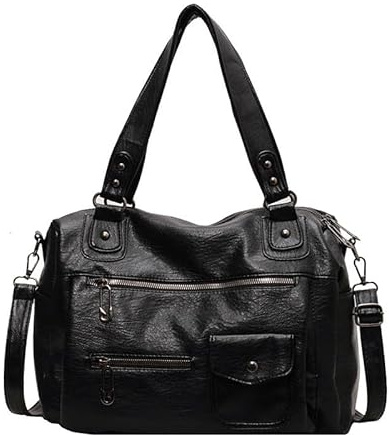 Coolives Damen Schultergurt Tasche Hobo Handtasche Henkeltasche Damenhandtasche Schultertasche aus PU-Leder Taschen Damentasche Umhängetasche für Frauen Mutter Schwarz