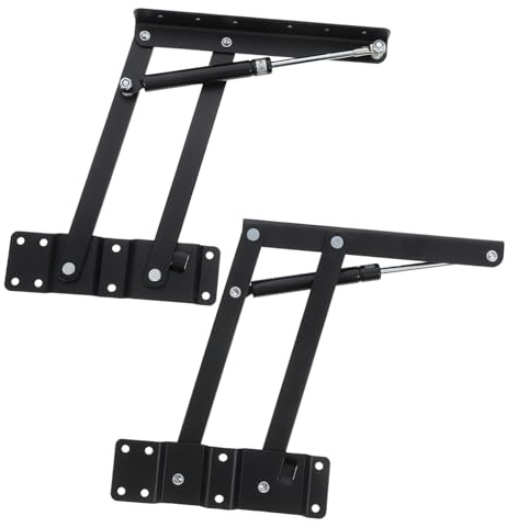 BAZEITFLOW Höhenverstellbare Couchtisch Tischerhöhung mit Stabilem Pneumatischem Lift Mechanismus aus Eisen Faltbares Design für Zuhause und Büro 2 Stück Schwarz