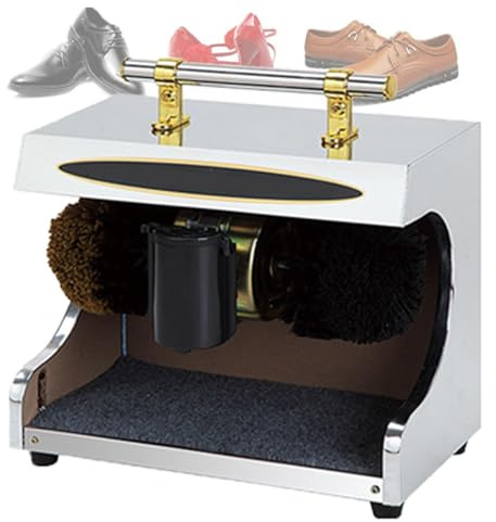 FBJAMZ cireuse de Chaussures électrique, cireuse de Chaussures, Induction Automatique/Double Brosse combinée pour Famille, hôtel, Banque, Commercial (Silver)