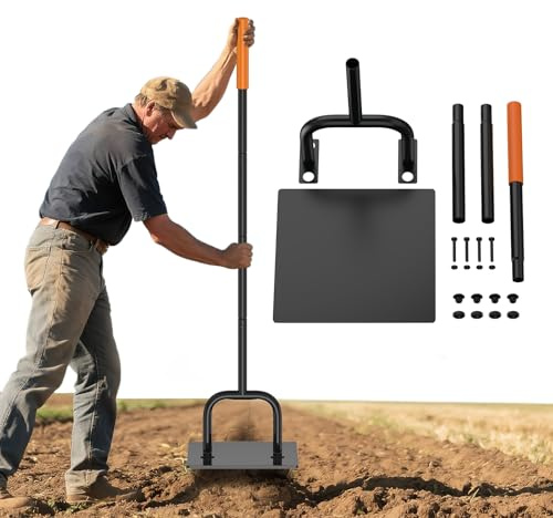 ZFYOUNG Ergonomischer Stahlstampfer in U-Form, 25,4 x 25,4 cm, 3 Abschnitte, 144,8 cm Gesamtlänge, mit Gummigriff, zum Verdichten von Boden, Kies, Asphalt und Einfahrten
