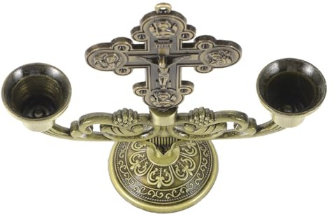 VICASKY Doppelkopf Kerzenhalter aus Zinklegierung Vintage Stil Dekorativer Kerzenständer für Stabkerzen Eleganter Desktop Ornament für Hochzeit Weihnachtsdeko Partybeleuchtung
