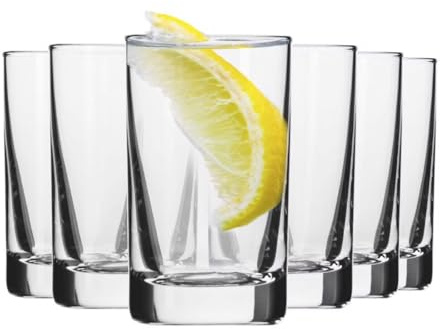 Krosno Schnapsgläser 6er Set, 35 ml, Shot Kollektion | Shotgläser, Bleifreies Kristallglas in klassischer Stamper-Form für Hausbar, Feiern und gesellige Anlässe, Spülmaschinenfest