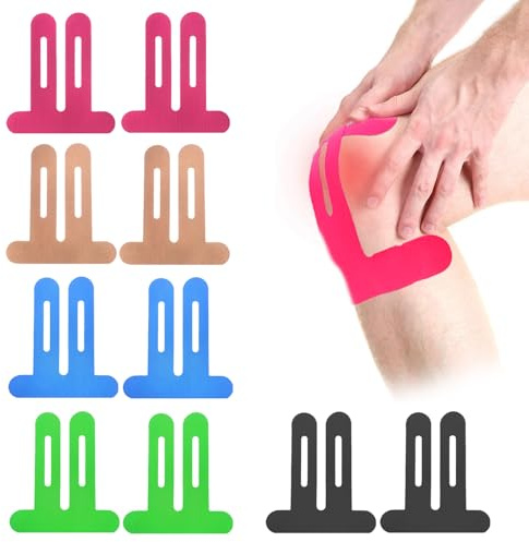 Strap Genou,10 Pièces Aktopas Bandage Genou,Bande Kinesiologie Genou, Kinesio Tape Bande Kinesiologie, Bande Kinesiologie Genou Pour Le Soutien Et La Récupération, Bande Kinesiologie (Multicolore)